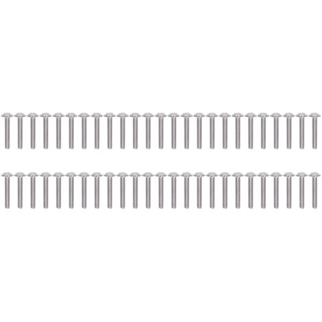 Vis Boulons Flanqués Bouton A2‑70 - Kit de 50 Vis à tête Bouton Flanquée en Acier Inoxydable M6x35mm avec Embout Hexagonal pour Bois et Milieux Humides