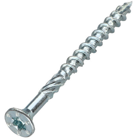 Vis charpente TEKOR Tête fraisée Cranté TORX T25 5X80 Filetée sur 47 Pointe antifendage type 17 Acier zingué