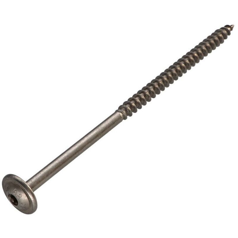Vis charpente tête disque Inox A2 6X160 Filetée sur 70 torx T25 Diamètre de tête: 15-30 pièces