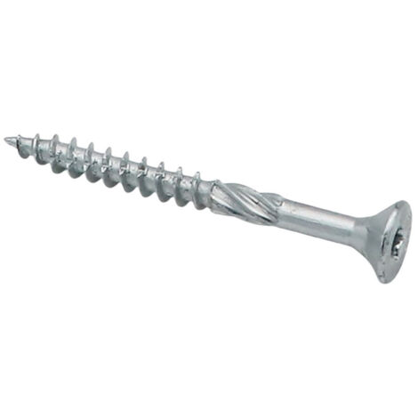 Vis Charpente Tête fraisée TF Cranté TORX T25 5X50 Filetée sur 30 Pointe antifendage cut type 17 Acier zingué
