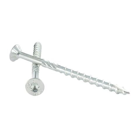 VIS CHARPENTE TETE FRAISEE TF CRANTE TORX T30 6X120 FILETEE SUR 70 POINTE ANTIFENDAGE TYPE 17 ACIER ZING BLANC