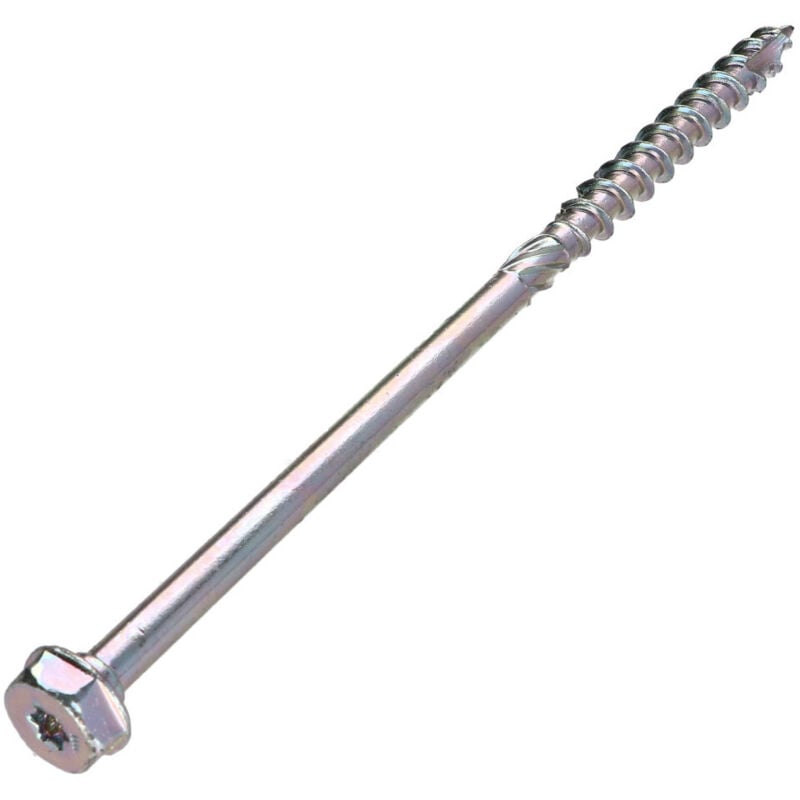 Vis charpente Tekor Tête hexagonale th Pointe antifendage cut type 17 8X180 Filetée sur 80 torx T40 zingué cr3 96-30 pièces