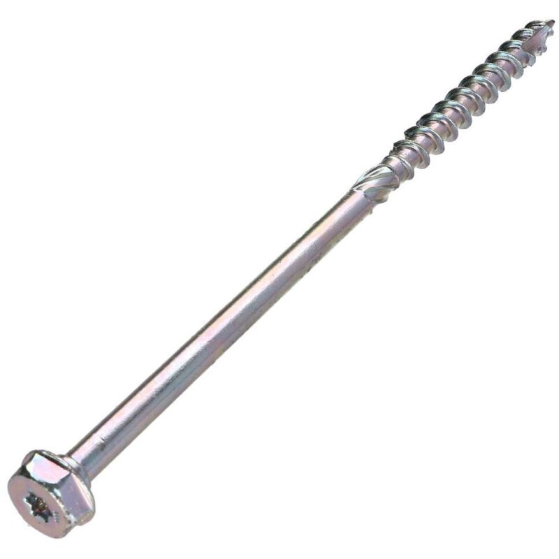 Vis charpente Tekor Tête hexagonale th Pointe antifendage cut type 17 12X300 Filetée sur 80 torx T50 zingué cr3 96-5 pièces