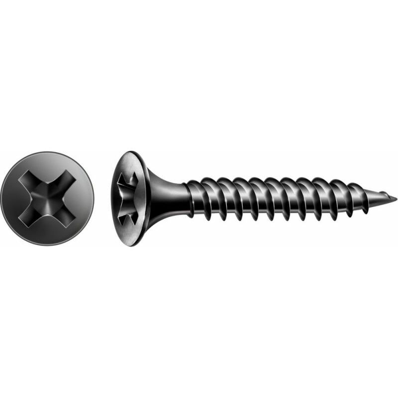 FP - spax gix a filetage fin, 3,9 x 55 mm, 500 unités, Tête centrante, Tête trompette, Cruciforme H2, Pointe d'aiguille, Phosphaté noir