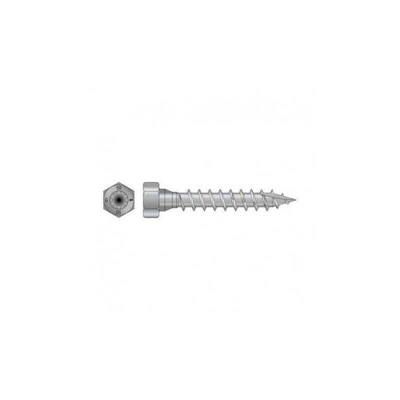 Sud Bois - Vis Connecteurs ssh sur Bois - Equerre - Sabot - Pied de Poteau - Boite de 50 - Dimensions (mm) : 8x40 mm