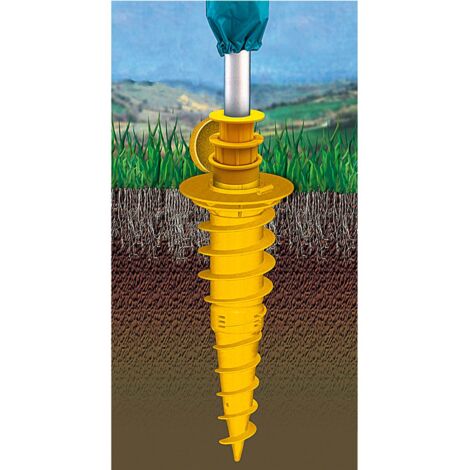 Vis d’ancrage au sol-DUO pour séchoir parapluie – Compatible tubes 55/50/40/32 mm – Vissage au ras du sol pour tondeuses – Juwel