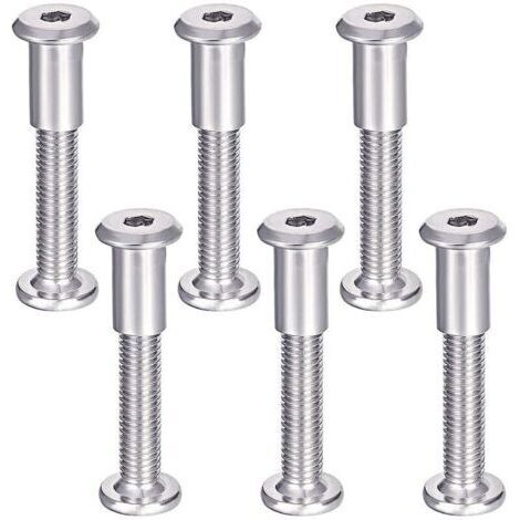Vis d'assemblage M6 x 35mm Acier inoxydable 304 6Pcs, Boulons de raccordement pour fixation de portes, lits et meubles