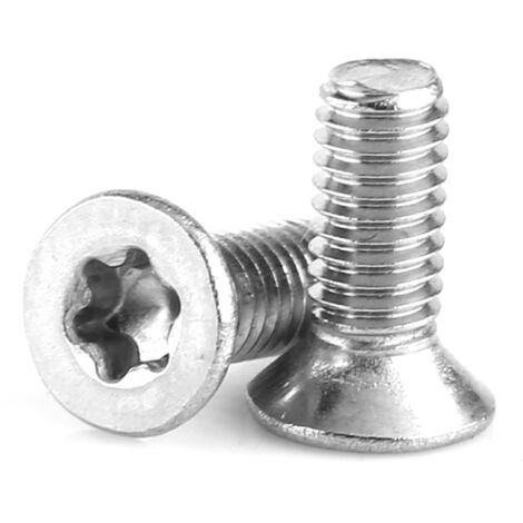Vis d'assemblage machine à tête plate à empreinte six lobes star drive A2-70 en acier inoxydable 304 (M3 x 10mm) - 50 pièces - Lot de remplacement pour fixation industrielle