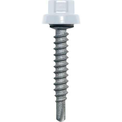 Vis de bardage acier cémenté tête hexagonale laquée Zacrovis Bois coloris blanc 6,5x38 mm boîte de 100 pièces - ETANCO