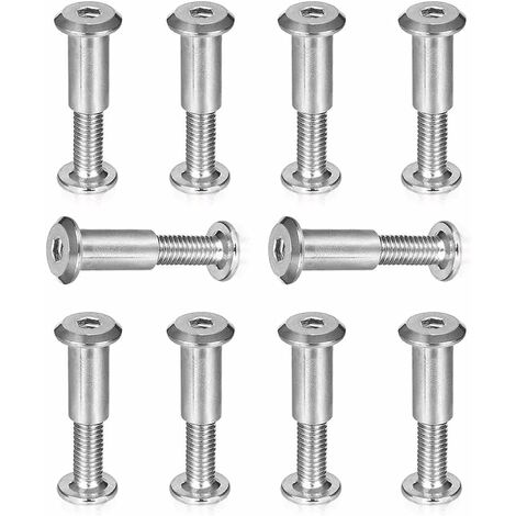 Vis de connexion,vis de raccordement vis à six pans creux avec filetage vis d'assemblage Professionnel douille en acier nickelé Meubles Vis pour connecter des meubles,M6 x 25 mm10pcs
