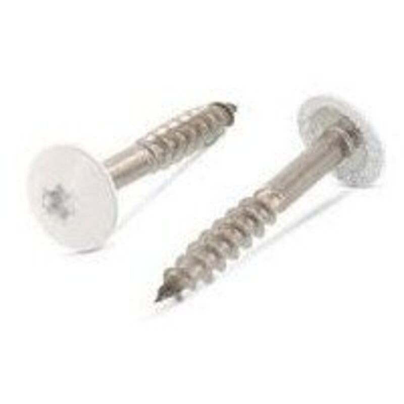 Vis de facade torx T20 4.8X38 Diamètre de tête: 12.3 Inox A2 RAL9010 blanc pur-100 pièces