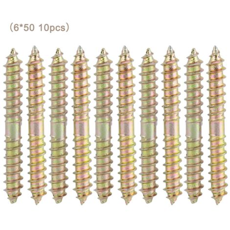 Vis de goujon Bois Double Finition 10pcs 6x50mm Zinc Assemblage