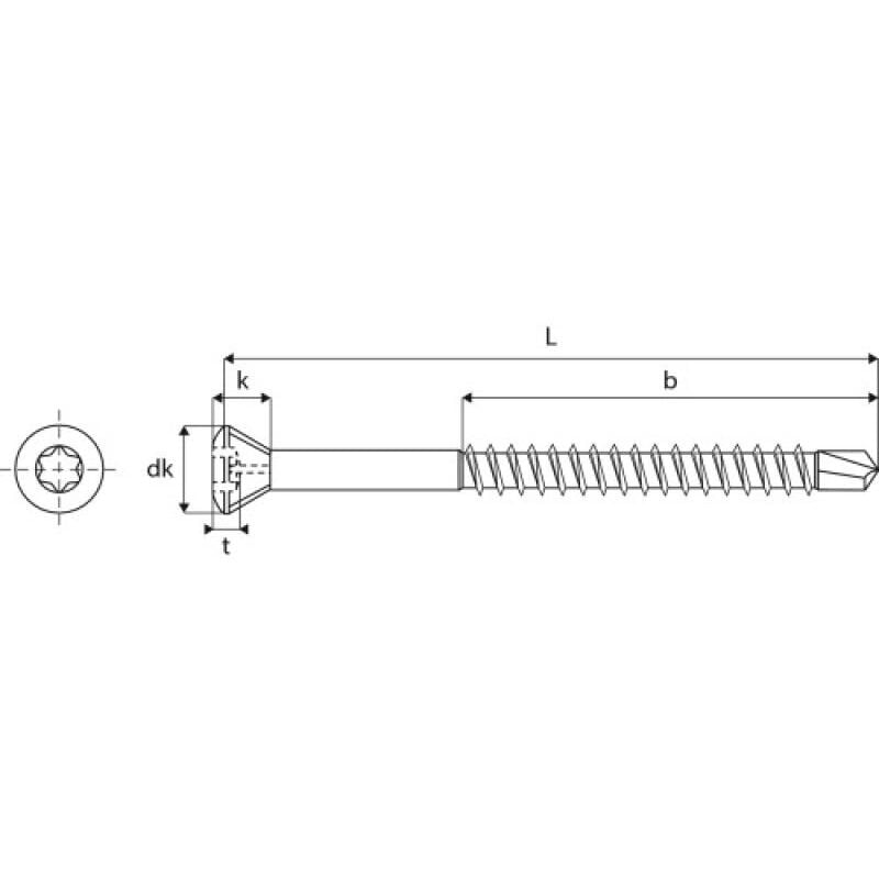 Acton - Vis de parquet vis de bardage inox A4 tête réduite fraisée empreinte T10 part. filetée 3,2x50mm boîte de 200 pièces