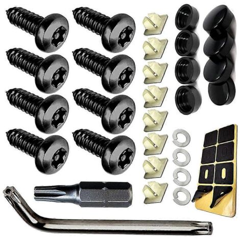 Vis de plaque d'immatriculation en acier, lot de fixations faciles à utiliser pour plaques métalliques, kit de visserie auto.