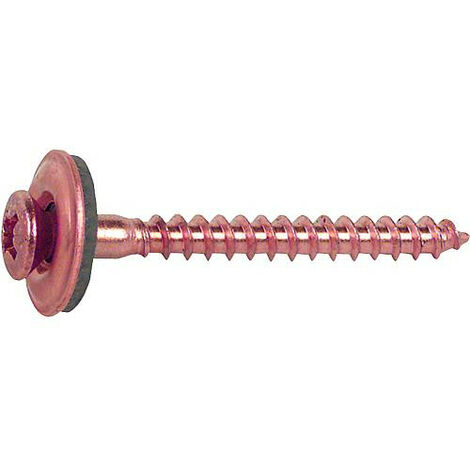 Vis de plomberie avec rondelle etanche, inox cuivré, diam.4,5x45mm, UE 100