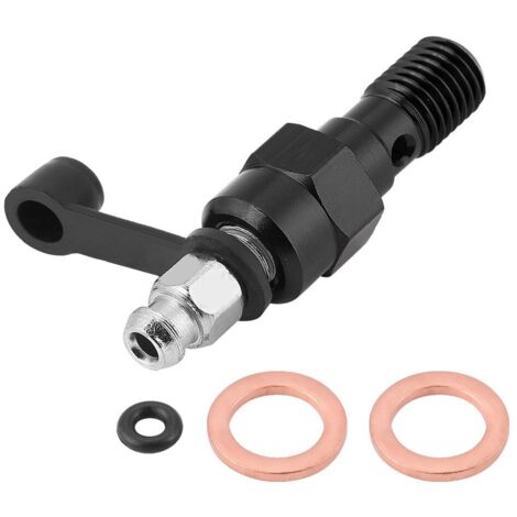 Vis de purge de boulon de , 1.0mm vis de purge d'étrier de maître-cylindre de frein de moto boulon Banjo + capuchon anti-poussière （1 pc）, le noir