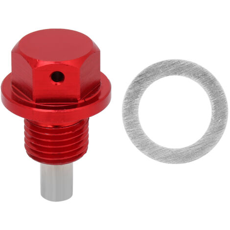 Vis de purge magnétique pour carter d'huile moteur - M12 x 1.25 - Rouge en aluminium