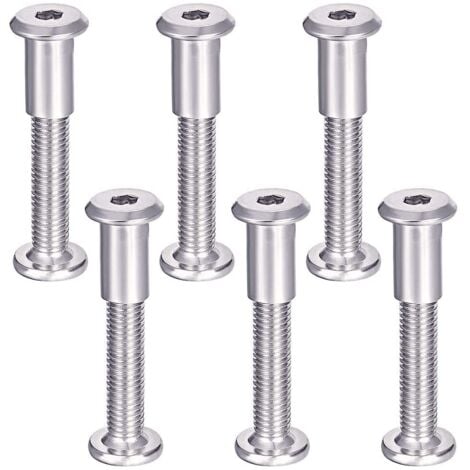 BEIJIYI Vis de Raccordement pour Meubles 6Pcs Vis Assemblage Meuble avec Boulon M6 Vis de Connexion en 304 Acier Inoxydable Reliure à Vis pour Fixation de Porte, Lit, Meuble M6 x 35mm
