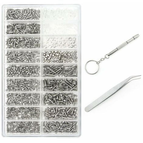 Vis de réparation de lunettes, petit Kit d'outils en acier inoxydable, environ 1000 pièces