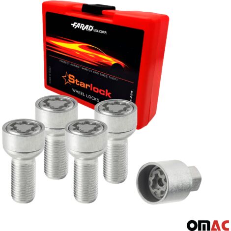 Vis de roue antivol pour Mercedes Classe V jusqu’en 2013  M14x1,5 acier Gris  lot de 4 avec clé