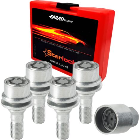 Vis de roue antivol pour Peugeot RCZ 2010-2015 M12x1,25 acier Gris lot de 4 avec clé