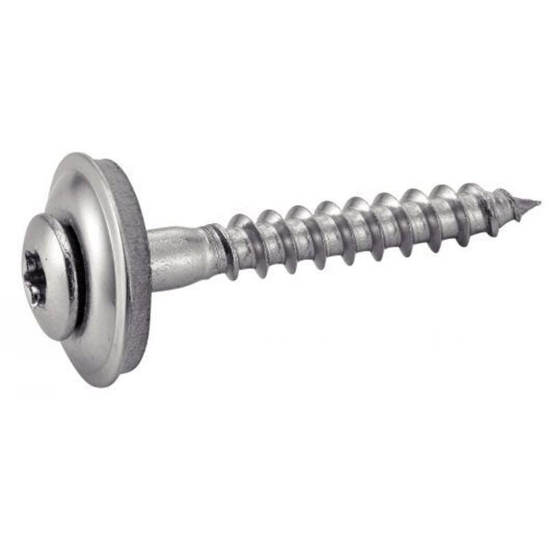 Vis à bois tête fraisée bombée six lobes - Avec rondelle epdm Ø20 - Inox A2 4,5x35 mm - Boîte de 200