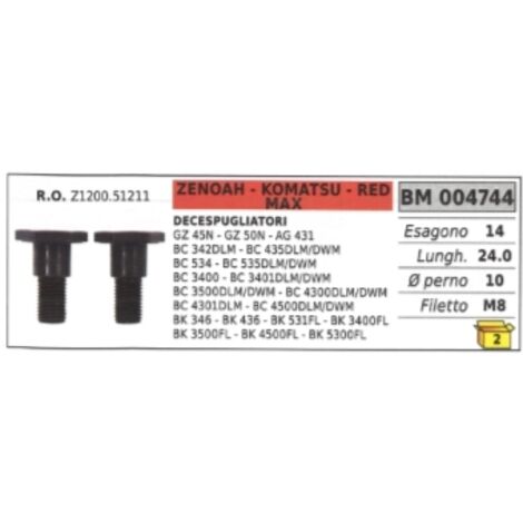 Vis d'embrayage débroussailleuse ZENOAH GZ45N GZ50N AG431 BC342DLM Z1200.51211