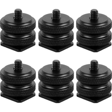 Vis du Support de Caméra, 6 Pièces Triple Hot Shoe Mount, 1/4" Adaptateur Griffe Caméra, Adaptateur de Support à Vis pour Appareils Photo, Reflex, équipement Numérique Et Photographique (Noir),