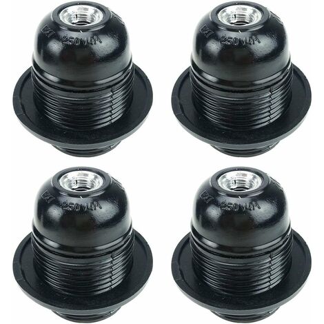 Vis E27 Noir, Support D'ampoule E27, 4 Pièces Douille E27, Ampoule à Douille E27, Douille D'ampoule Solide, Adaptateur Noir Socket, Douilles de Lampe Décoration Café Cuisine Cafétéria Industrie et DIY