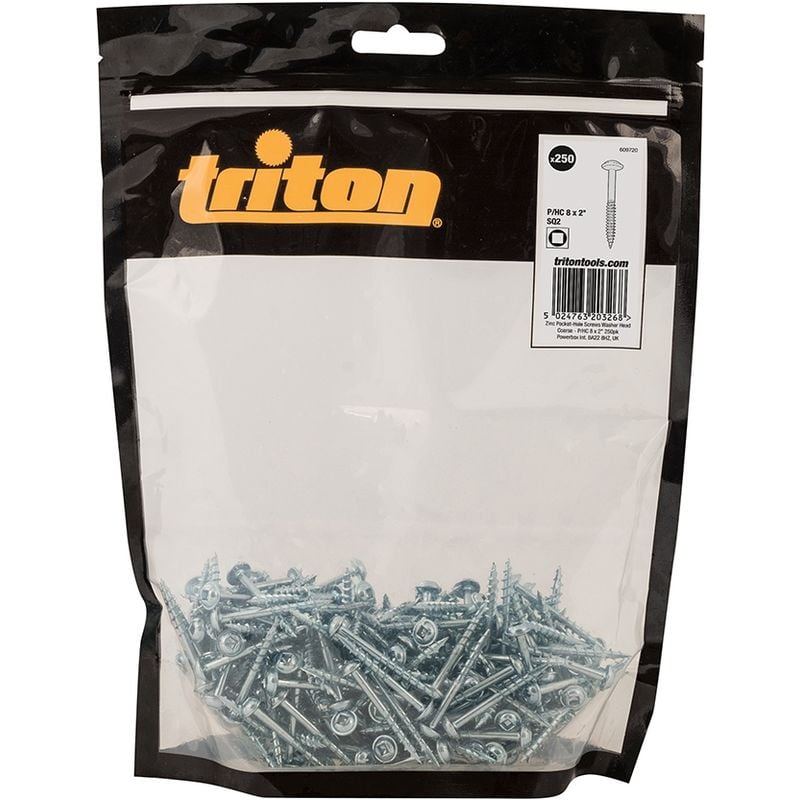 Vis en acier pour perçages dissimulés, fausse rondelle, pas grossier 250 vis numéro 8 x 2 Triton 609720