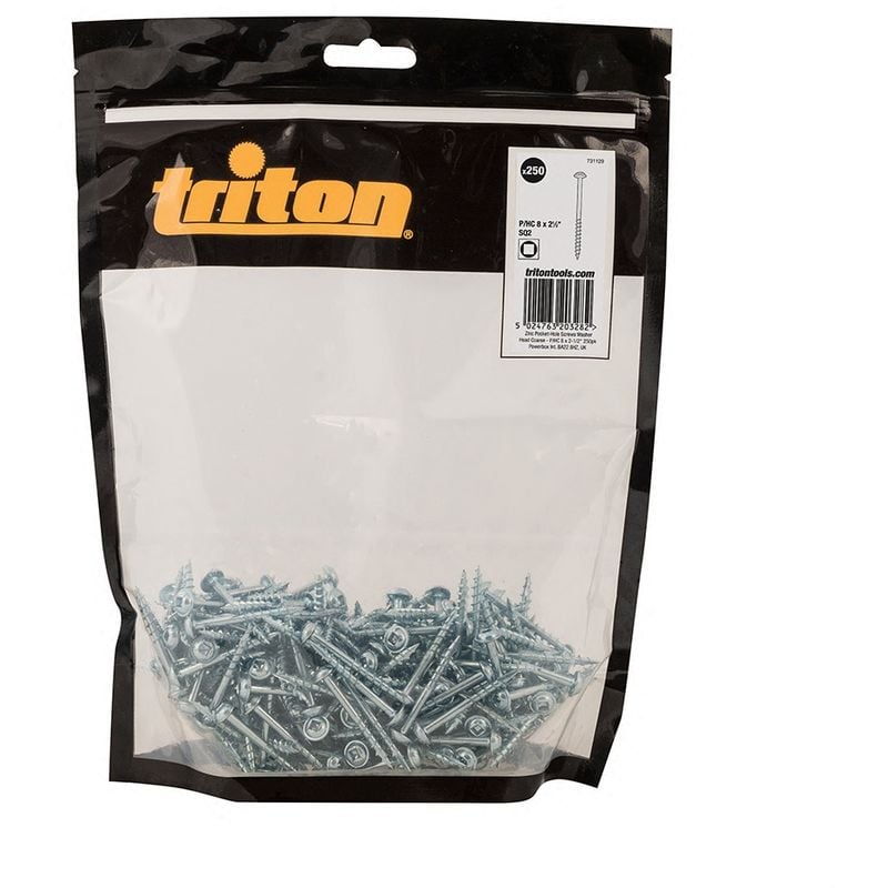 Vis en acier pour perçages dissimulés, fausse rondelle, pas grossier 250 vis numéro 8 x 2-1/2 Triton 731129