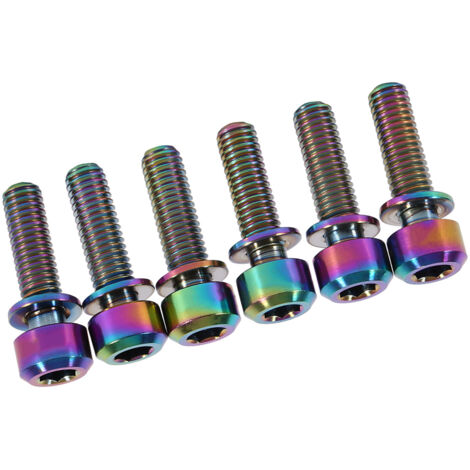 Vis en Titane M5 x 18mm pour Potence de Vélo, Lot de 6 avec Entretoises Multicolores