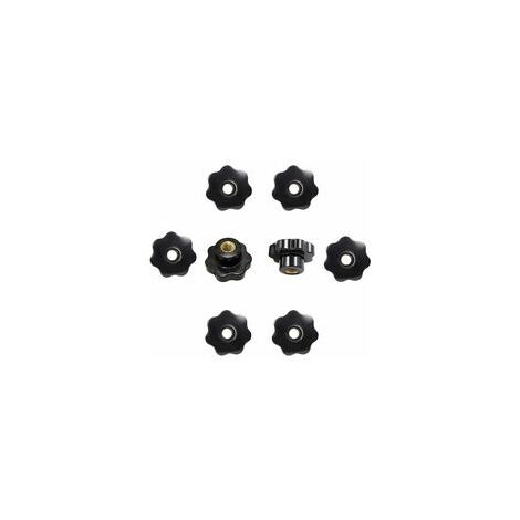 Vis étoile M8, 8 pièces M8 étoile poignée écrou bouton de serrage filetage femelle filetage plastique trou traversant tête étoile pour machine-outil noir 40 mm x M8 (A)