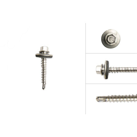 Vis galvanisées pour tôles de toiture 6.3 x 32 mm - Par 100 pièces