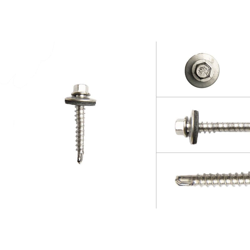 Vis galvanisées pour tôles de toiture 6.3 x 75 mm - Par 100 pièces