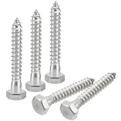 Vis Hex Head Lag Screws Boulons, 15Pcs 5/16" x 2" 304 Acier Inoxydable Partiellement Fileté Vis à Bois