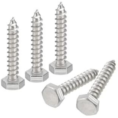 Vis Hex Head Lag Screws Boulons, 5Pcs 1/4" x 1-1/2" 304 Acier Inoxydable Partiel Filetage Vis à Bois