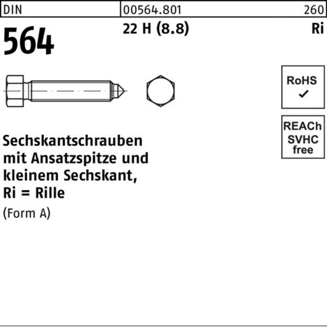 Vis hexagonale DIN 564 m.Ansatzspitze x20mm