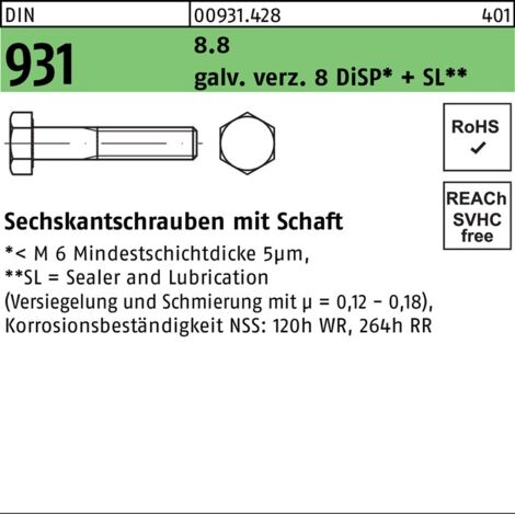 Vis hexagonale DIN 931 x100mm