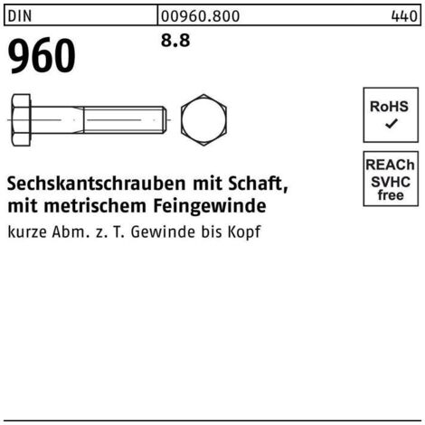 Vis hexagonale DIN 960/ISO 8765 m.Schaft x60mm