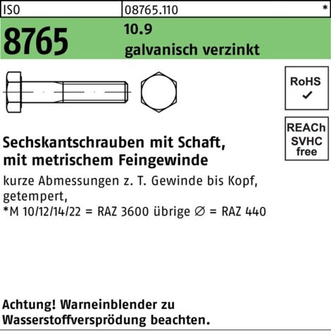 Vis hexagonale ISO 8765 m.Schaft x45mm