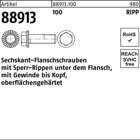 Vis hexagonale R 88913 Sperr-Ripp VG x25mm