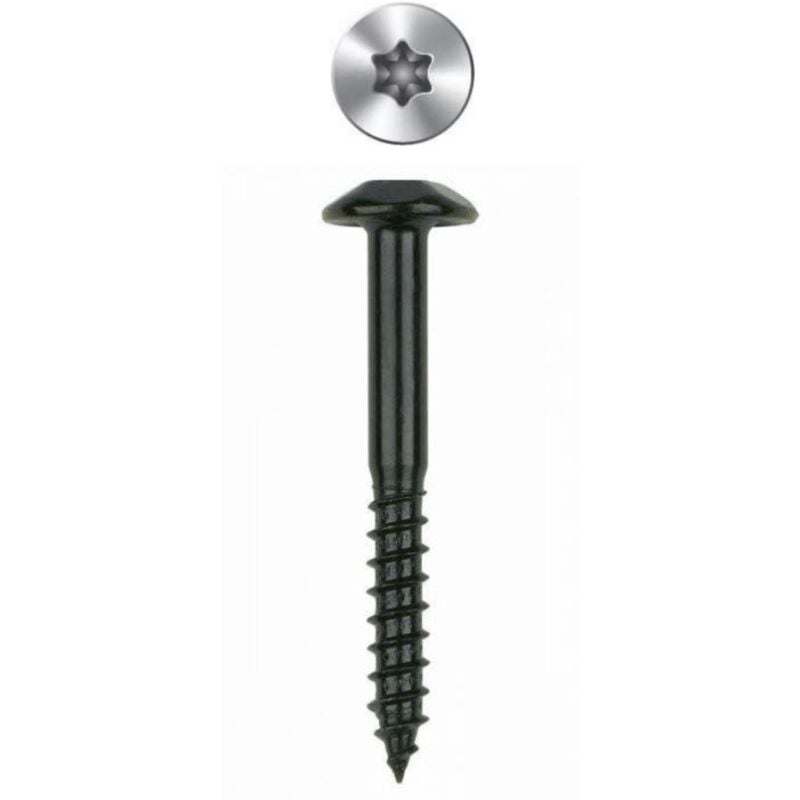 Boite de 100 - Vis inviolable - Empreinte torx - Zinguée Noire 6 x 60