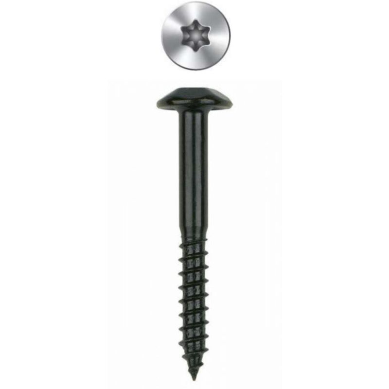 Index - Boite de 100 - Vis inviolable - Empreinte torx - Zinguée Noire 6 x 70