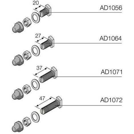 Vis M8 L 47 mm pour Barres Profilé avec Capuchons de Vis (12 Pcs) 1STQ008217A0000 ABB AD1072
