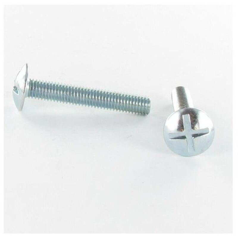 Vis Poelier tête ronde large Tête ronde large Fendue En Croix M10X25 Filetage total Inox A2-30 pièces