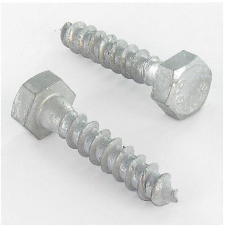 Tirefonds 10X60 Forte tenue à la corrosion Acier galvanisé à chaud-100 pièces