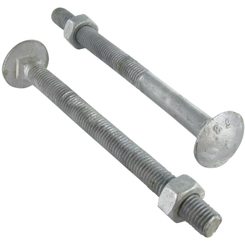 Boulon (vendu avec Ecrou) trcc japy tête ronde collet carré M16X180 Filetée sur 100 Classe 6.8 Forte tenue-10 pièces