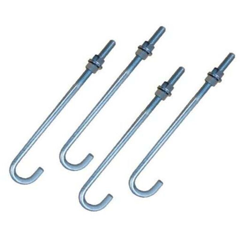 Crosse ancrage M18X357 Filetée sur 150 +2 Ecrou +2 Rondelle Acier zingué-10 pièces