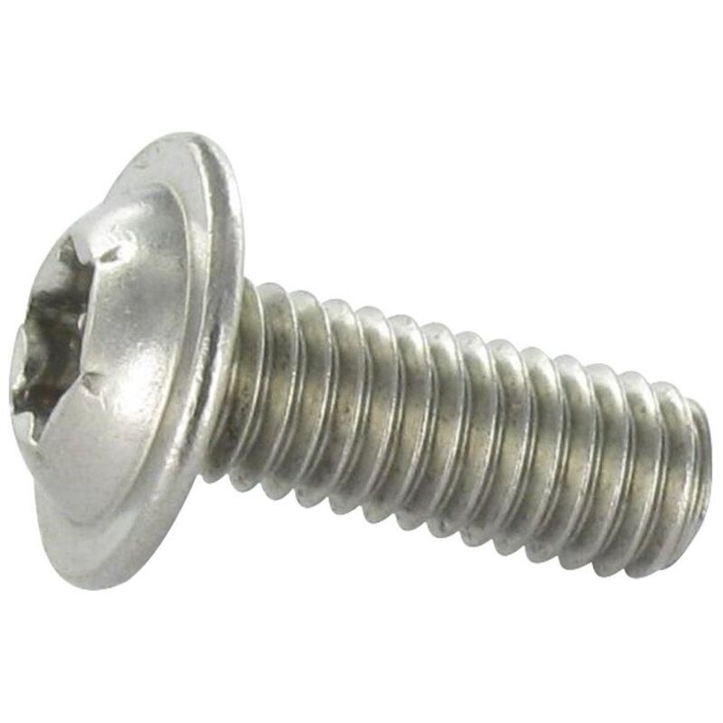 Vis Métaux Tête bombée Embase collerette torx T30 M6X30 Filetage total Inox A2-200 pièces